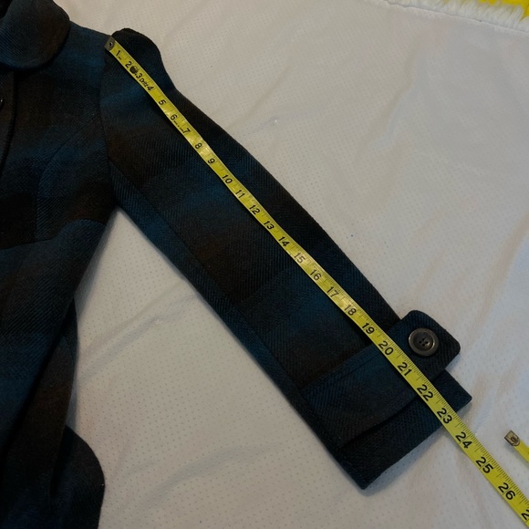 Neu Look Plaid Wool Blend Pea Coat Size 10 UK Size 38 EU Italian Fabric - Picture 9 of 15